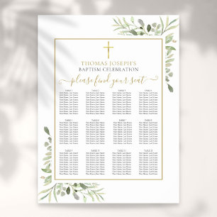 Baptism Christening Greenery Gold Seating Chart