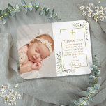 Baptism Christening Greenery Photo Thank You Magnet<br><div class="desc">Gold signature baptism christening photo thank you magnet. Personalise with your photo and special baptism or christening thank you message in chic gold lettering on this modern elegant design. Designed by Thisisnotme©</div>