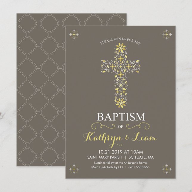 Baptism, Christening Invitatio, Girl and or Boy Invitation (Front/Back)
