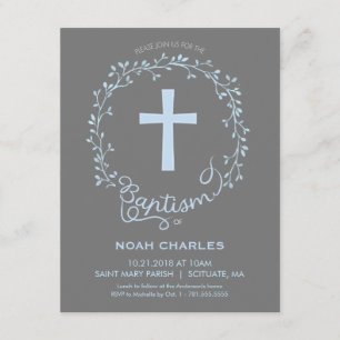 Baptism, Christening Invitation - Baby Boy Invite