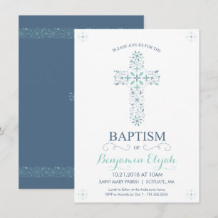 Baptism, Christening Invitation - Baby Boy Invite