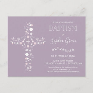 Baptism, Christening Invitation - Baby Girl Invite