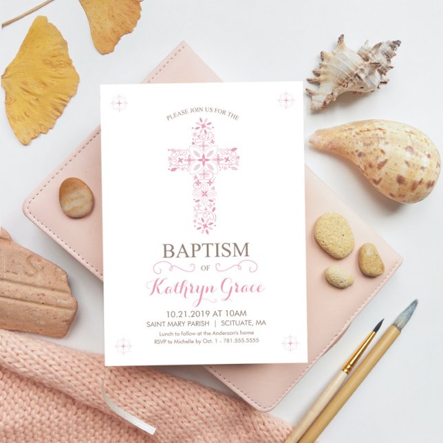 Baptism, Christening Invitation, Baby Girls Invite (Creator Uploaded)