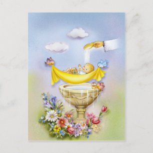 Baptism, christening invitation postcard