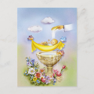 Baptism, christening invitation postcard