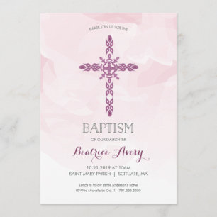 Baptism, Christening Invitation, trendy watercolor Invitation