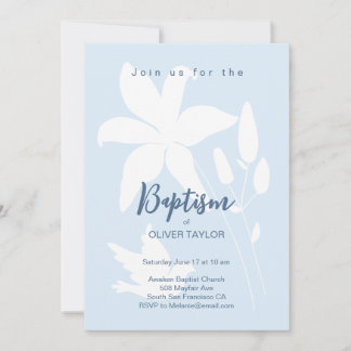 Baptism Christening Lily flower Invitation