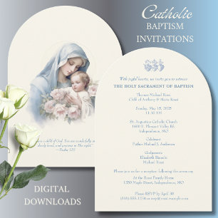 Baptism Christening Mary Jesus Religious  Invitation