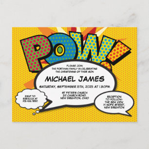 Baptism Christening Modern Fun Speech Bubbles Invitation Postcard