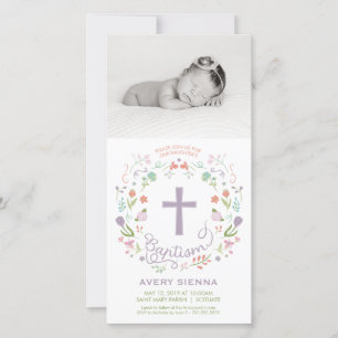 Baptism, Christening Photo Card Invitation - Girl