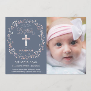 Baptism, Christening Photo Invitation - Baby Girl