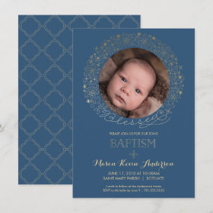 Baptism, Christening Photo Invitation, Boys Invite