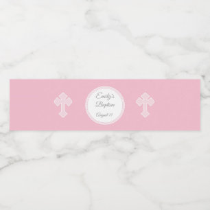Baptism Christening Pink Bottle Wrapper Girl Water Bottle Label