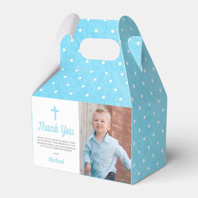 Baptism Christening Religious Boy Photo Favour Box (Front Side)