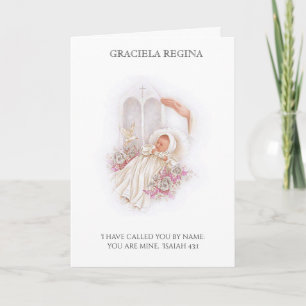 Baptism Christening Scriptural  Baby Girl Roses Card