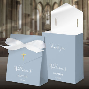 Baptism Christening Signature Script Dusty Blue Favour Box