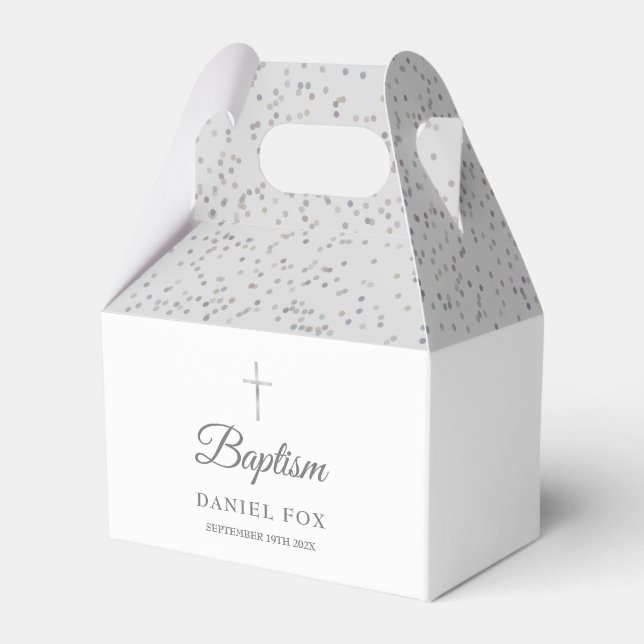 Baptism Christening Sliver Stardust Favour Box (Front Side)