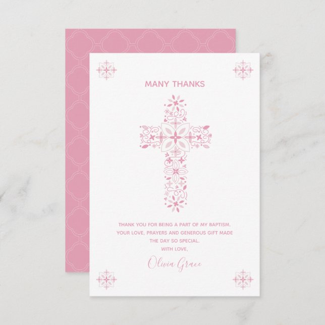 Baptism, Christening Thank You Card - Custom Note (Front/Back)