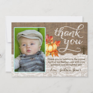 Baptism Christening Thank you Card, Pumpkins Cross Card