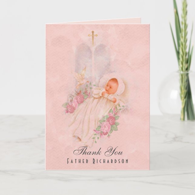 Baptism Christening Thank You for Priest Card (Front)