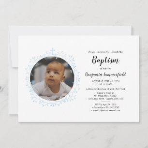 Baptism Christian Religious Event Baby Photo Invitation
