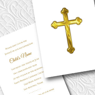 Baptism Confirmation 1st Communion Trefoil Cross Invitation