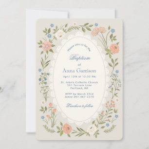 Baptism Cream Invitation