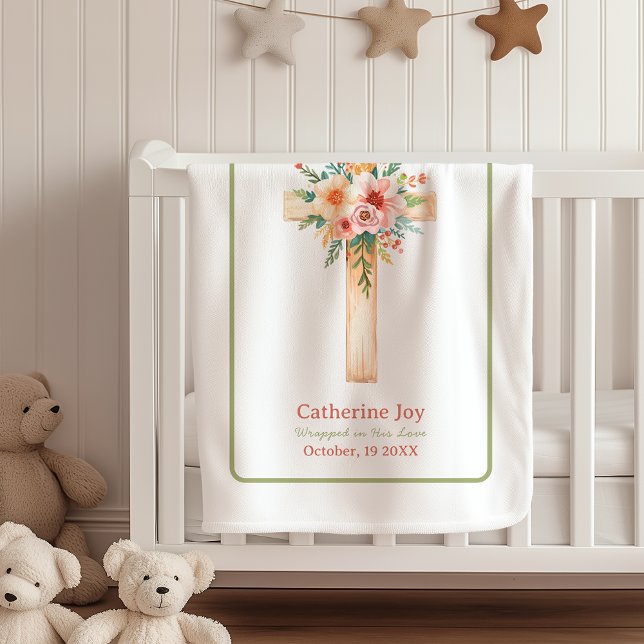 Baptism Custom Name Fleece Blanket Godparents Gift (Creator Uploaded)