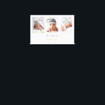 Baptism custom photo modern boy girl  canvas print<br><div class="desc">For an elegant baptism,  gender neutral.  A chic white background. Personalise and add 3 vertical sized photos,  the name of the child and the date of the baptism. Black and golden letters.</div>