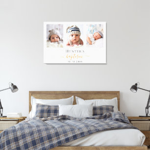 Baptism custom photo modern boy girl  canvas print
