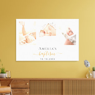 Baptism custom photo modern boy girl  canvas print