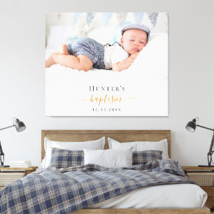 Baptism custom photo modern boy girl canvas print