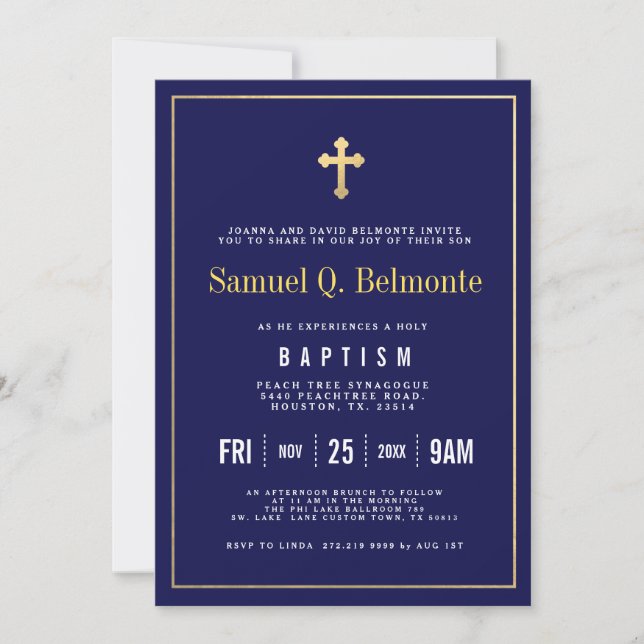 Baptism Dark Navy Invitation (Front)