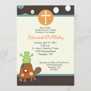 Baptism Dedication 5x7 Frog & Turtle Invitation