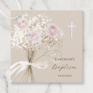 Baptism delicate bouquet favour tags
