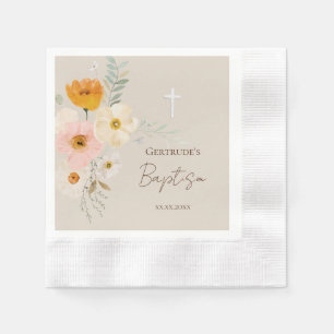 Baptism delicate bouquet favour tags napkin