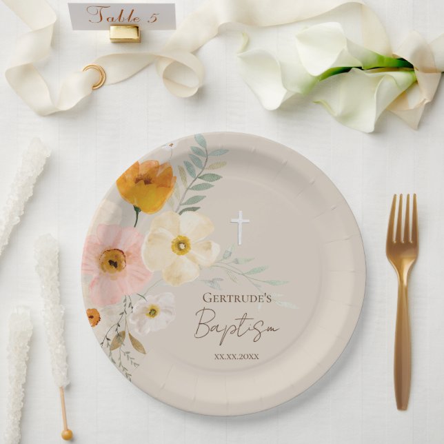 Baptism delicate bouquet  paper plate (Wedding)