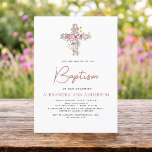 Baptism Dusty Pink Rose Greenery Eucalyptus Invitation