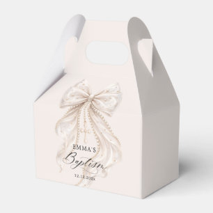 Baptism Elegant Bow with Pearls Favour Box