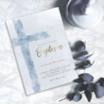 Baptism elegant modern blue watercolor cross  invitation<br><div class="desc">Baptism invitation</div>