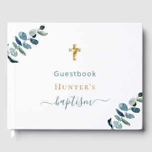 Baptism eucalyptus custom photo girl boy  guest book