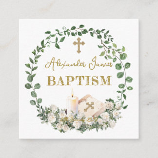 Baptism Eucalyptus Roses Cross  Enclosure Card