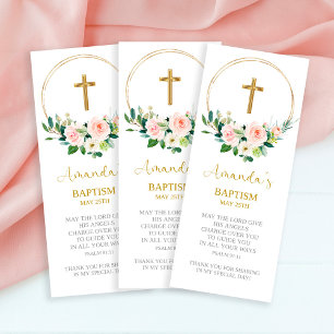Baptism Favour, Girl Baptism Bookmark Thank You Card