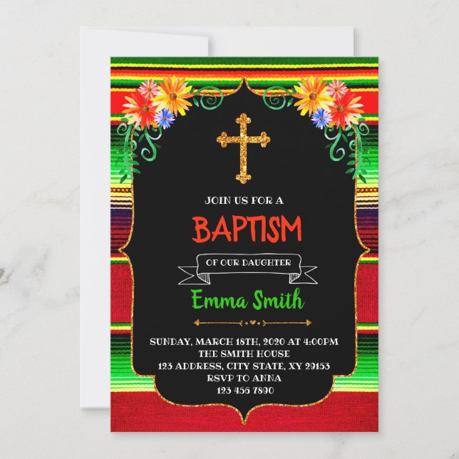 Baptism fiesta party invitation (Front)