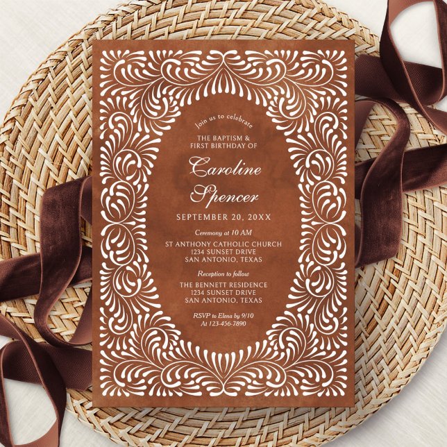 Baptism First Birthday Fiesta Talavera Invitation (Creator Uploaded)