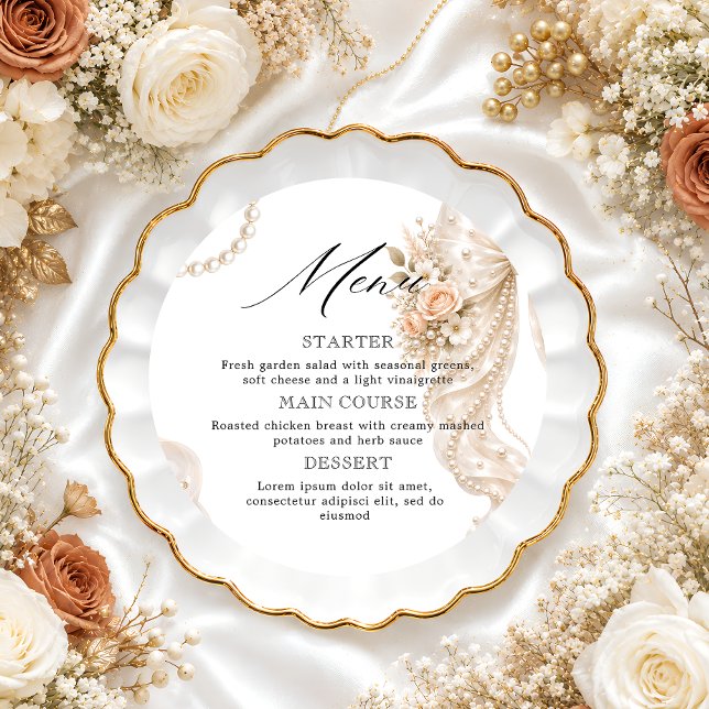 Baptism Floral Bow and Pearl Menu (Creator Uploaded)