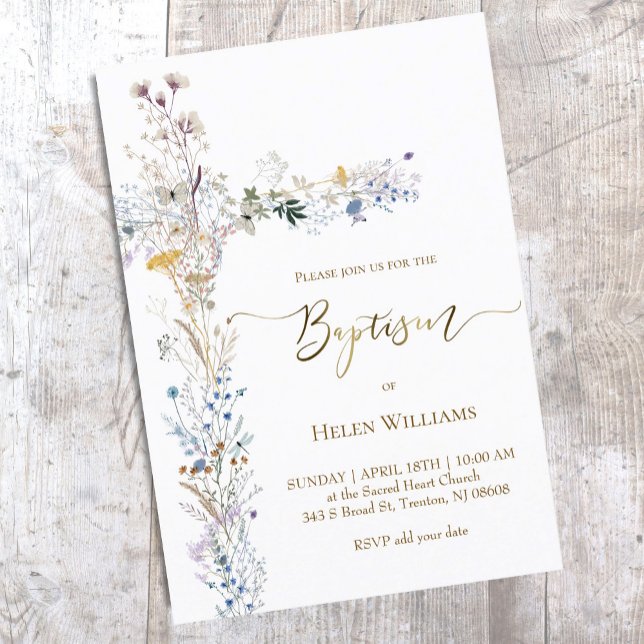 Baptism floral cross  invitation (Creator Uploaded)
