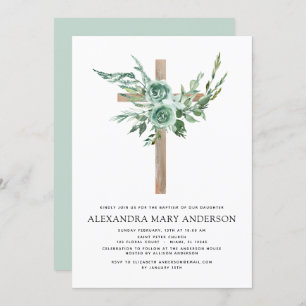 Baptism Floral Eucalyptus Greenery Invitation