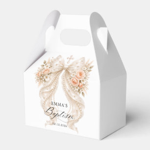 Baptism Floral Pearl Bow Favour Box