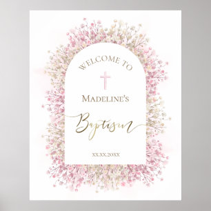 Baptism floral welcome poster